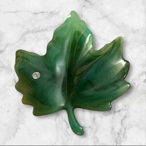 Vintage signed Avon Green Lucite Maple Leaf Brooch
